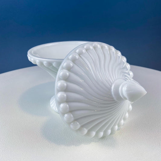 Vintage Milk Glass Set of Bowls with Lid. Swirl Motif. White Dishes for Bath Accessories, Bedroom Jewelry Storage, Candy. Gift for Him Her. - I Bought a Yard Sale