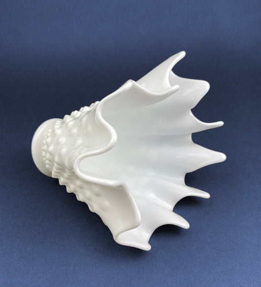 Vintage Milk Glass Splash Vase. Hobnail Vase with Pinched Edge for Growing Ivy. Wedding or Home Decor. - I Bought a Yard Sale