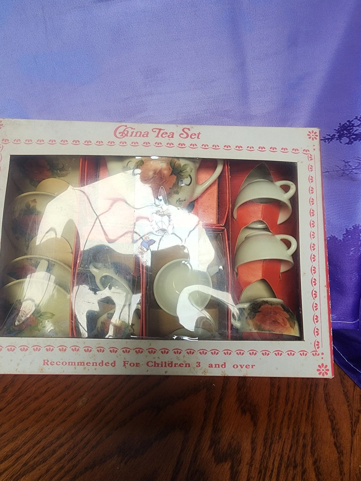 Vintage Miniature China Peach tea set with Roses 1994 - I Bought a Yard Sale