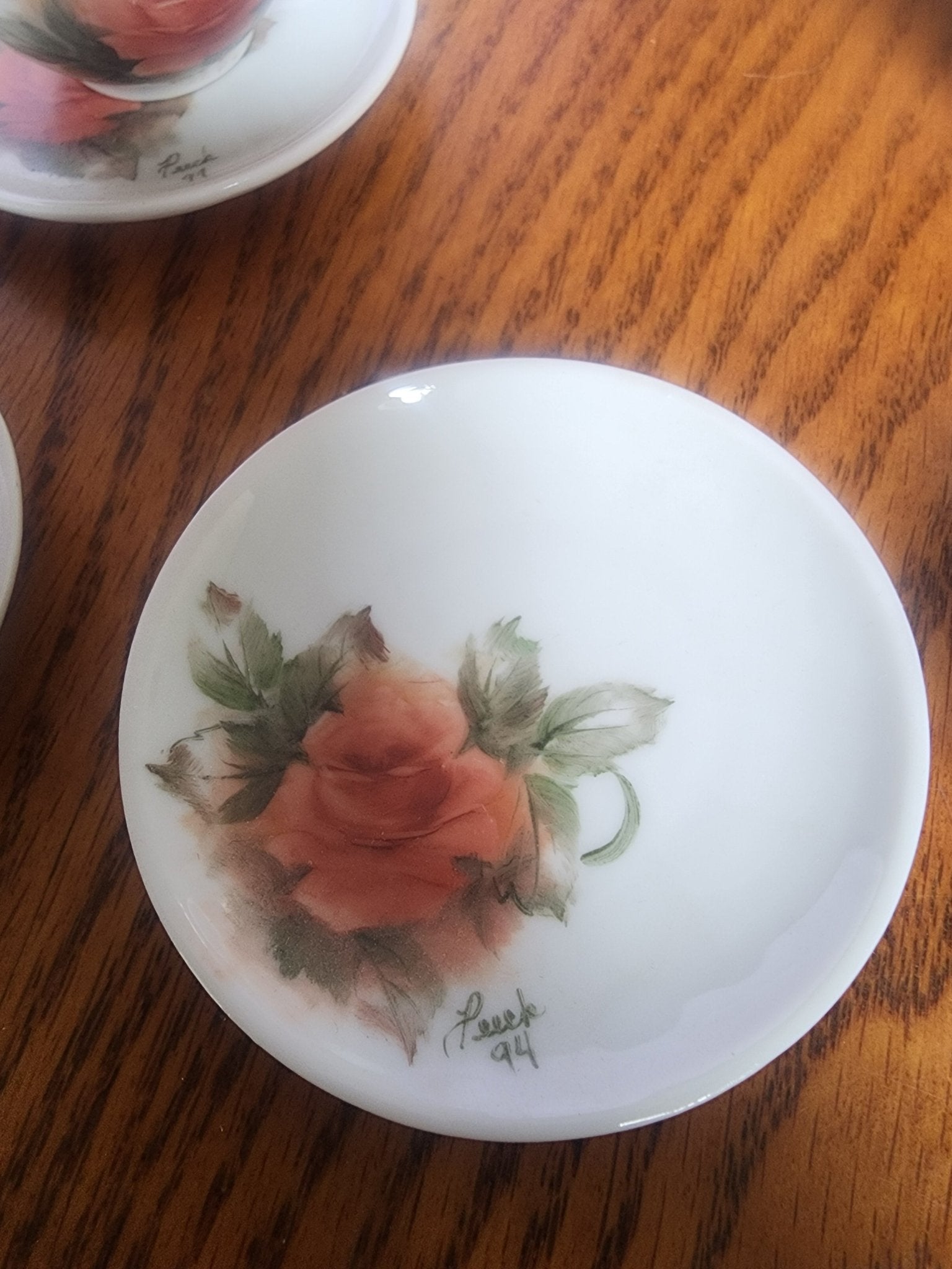 Vintage Miniature China Peach tea set with Roses 1994 - I Bought a Yard Sale