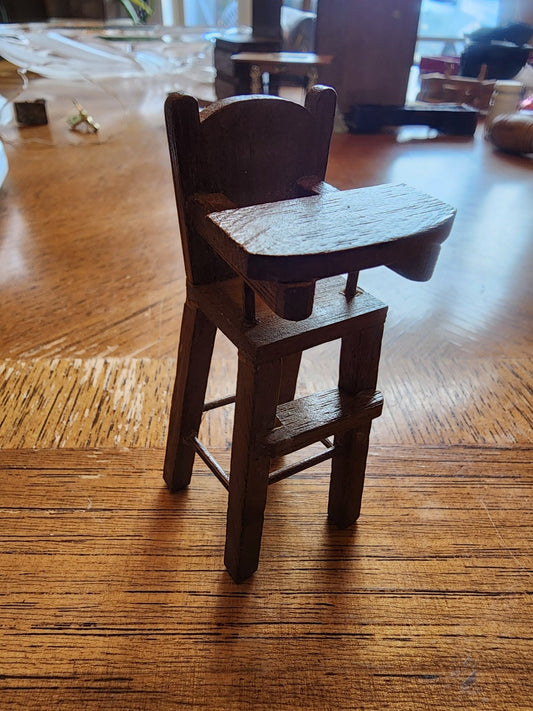 Vintage Miniature Wooden Highchair for dollhouse - I Bought a Yard Sale