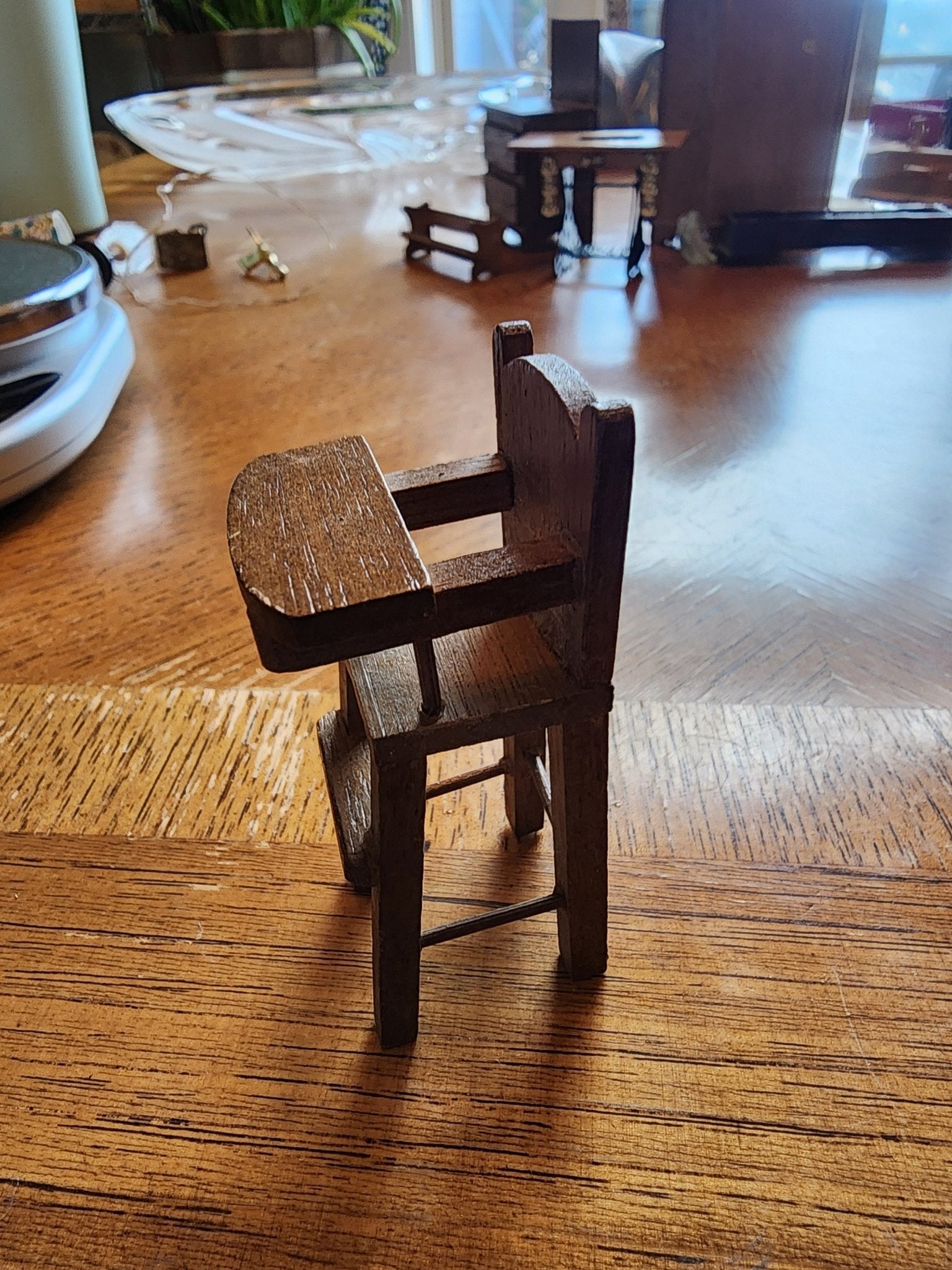 Vintage Miniature Wooden Highchair for dollhouse - I Bought a Yard Sale