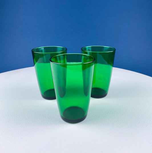 Vintage Modern Dark Green Tumblers. Set of 6 Minimal Glasses. Green Kitchen Decor. Dining Room Decor. Collectible Glass. Gift for Him or Her. - I Bought a Yard Sale