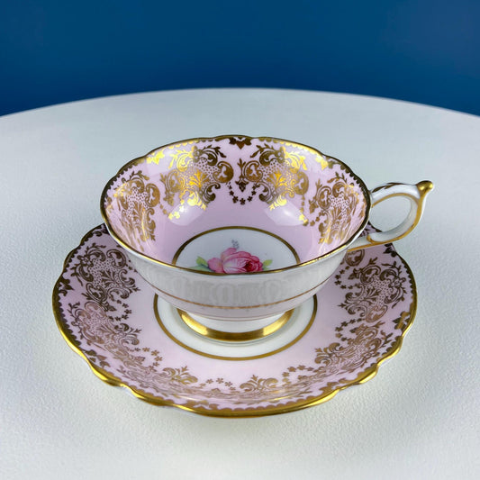 Vintage Paragon Pink Tea Coffee Cup & Saucer. Red Rose Motif and Gold Floral Border. Collectible Dining Room Decor. Gift for Him or Her. - I Bought a Yard Sale
