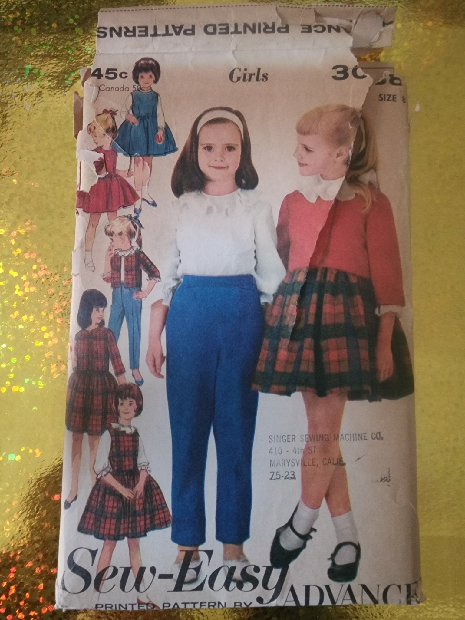 Vintage Pattern 3038 Sew - easy Advance Pattern's Girl's size 8 - I Bought a Yard Sale