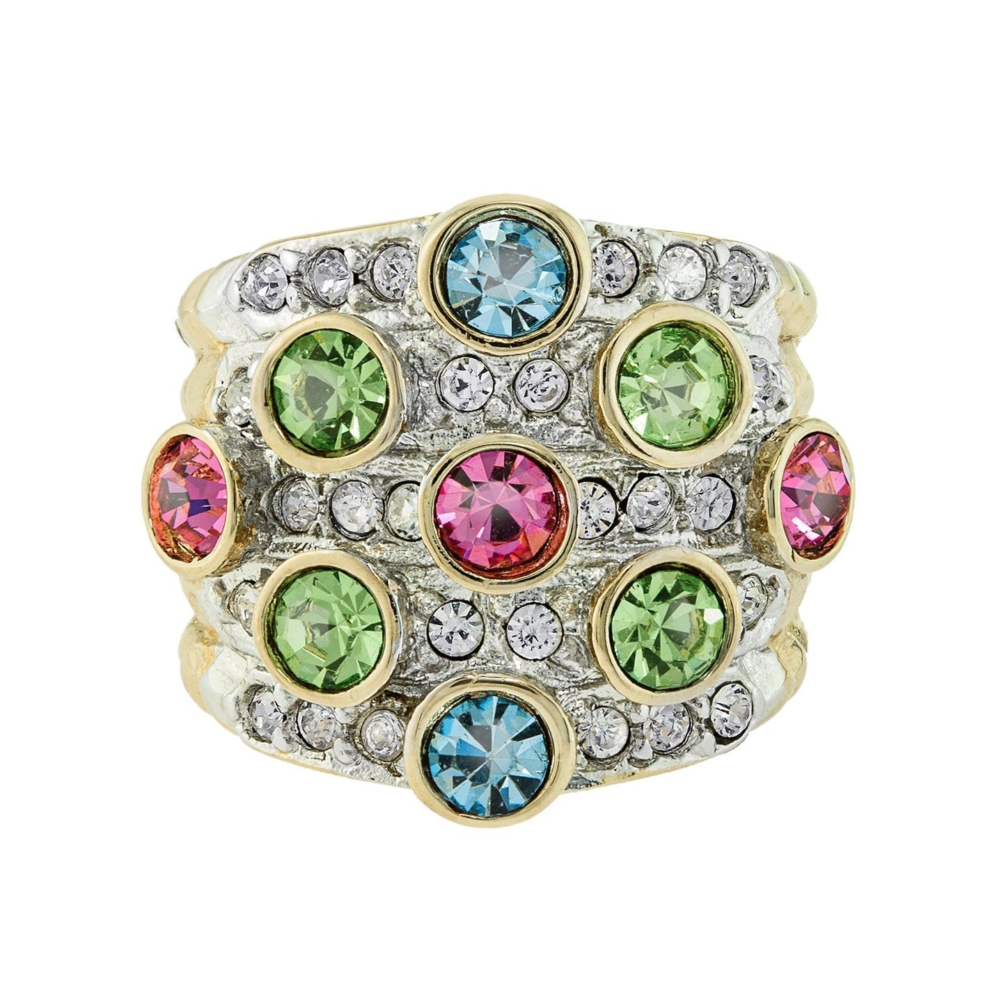 Vintage Pave Austrian Crystal Ring Womens Antique Ring 18k Yellow Gold Electroplated Made in USA by PVD Vintage Jewelry - I Bought a Yard Sale