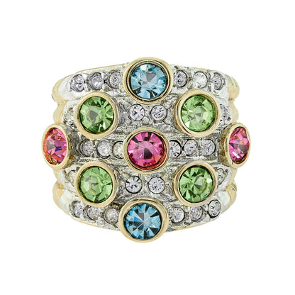 Vintage Pave Austrian Crystal Ring Womens Antique Ring 18k Yellow Gold Electroplated Made in USA by PVD Vintage Jewelry - I Bought a Yard Sale