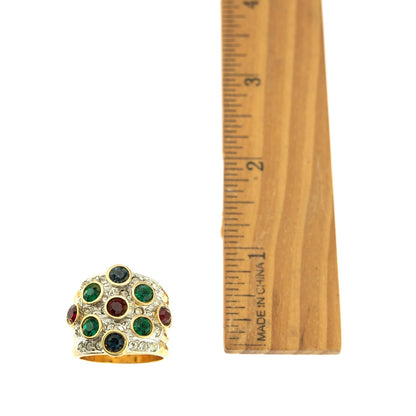 Vintage Pave Austrian Crystal Ring Womens Antique Ring 18k Yellow Gold Electroplated Made in USA by PVD Vintage Jewelry - I Bought a Yard Sale