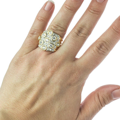 Vintage Pave Austrian Crystal Ring Womens Antique Ring 18k Yellow Gold Electroplated Made in USA by PVD Vintage Jewelry - I Bought a Yard Sale