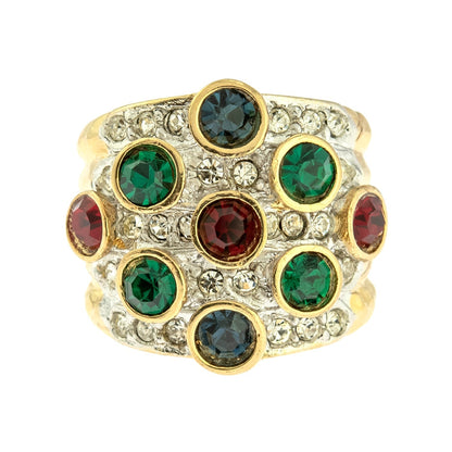 Vintage Pave Austrian Crystal Ring Womens Antique Ring 18k Yellow Gold Electroplated Made in USA by PVD Vintage Jewelry - I Bought a Yard Sale