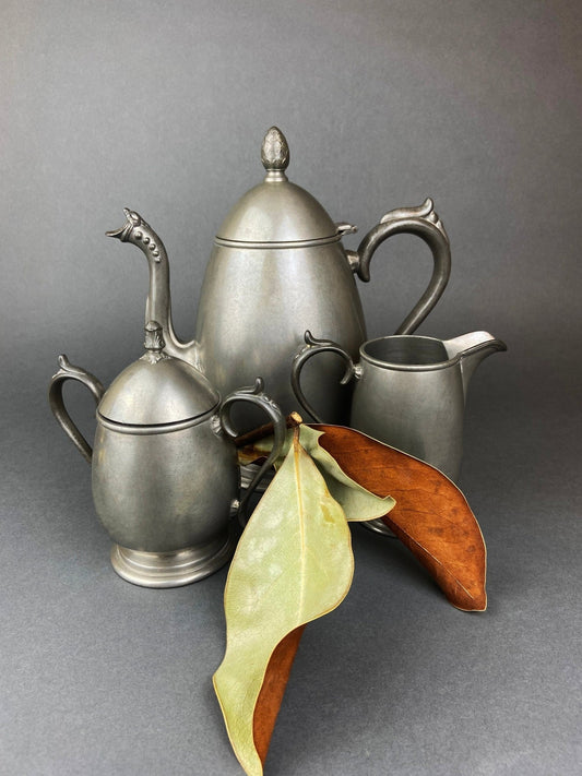 Vintage Pewter Coffee Set. KSC p81 Pewter. Coffee Pot, Sugar Bowl and Creamer. - I Bought a Yard Sale