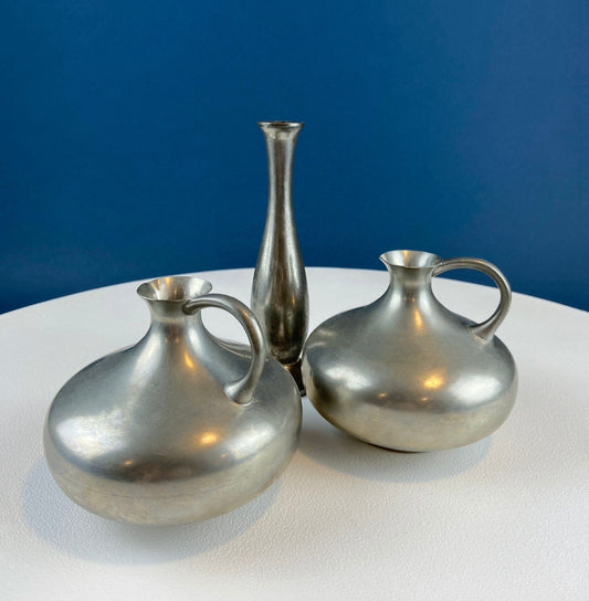 Vintage Pewter Collection of Small Vases. Set of Three. Collectible Royal Holland Pewter. Rustic Home Decor. Gift for Him or Her. - I Bought a Yard Sale