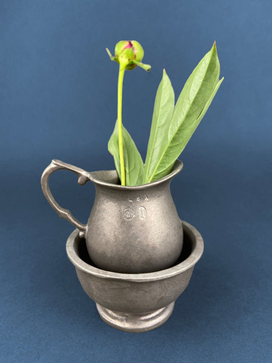 Vintage Pewter Creamer and Sugar Bowl. BWP USA. Collectible Pewter Set of Two. - I Bought a Yard Sale