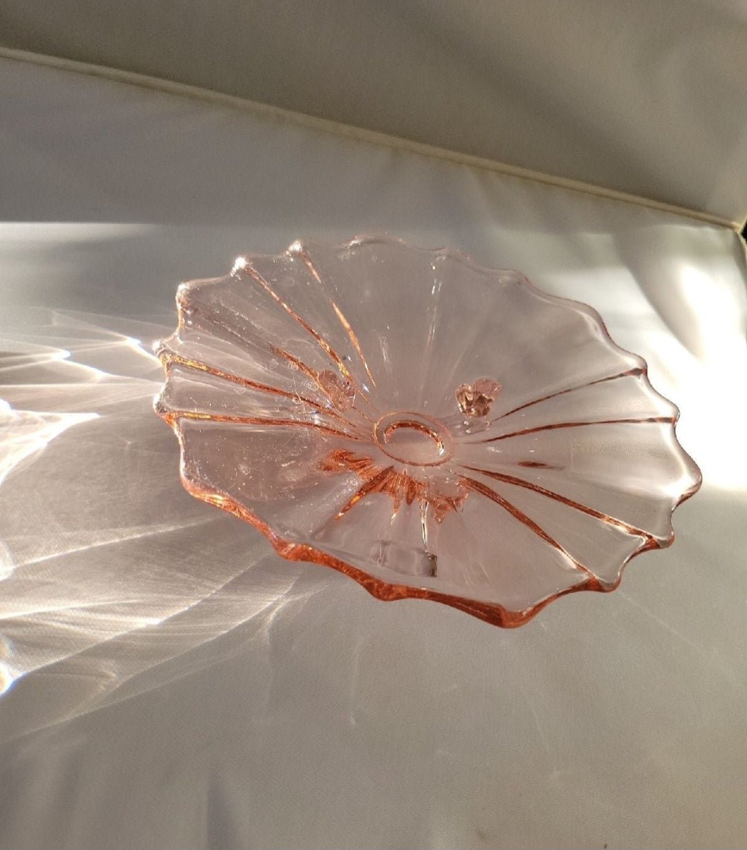 Vintage Pink Depression Glass Dish Three Footed Pink 7” x 2” Tall - I Bought a Yard Sale