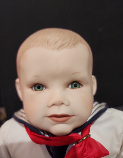 Vintage Porcelain Matthew Sailor Baby Boy Doll - I Bought a Yard Sale