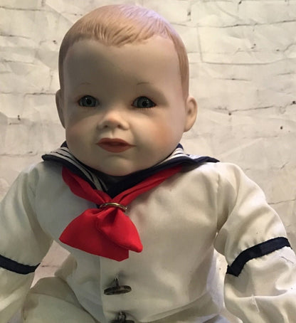 Vintage Porcelain Matthew Sailor Baby Boy Doll - I Bought a Yard Sale