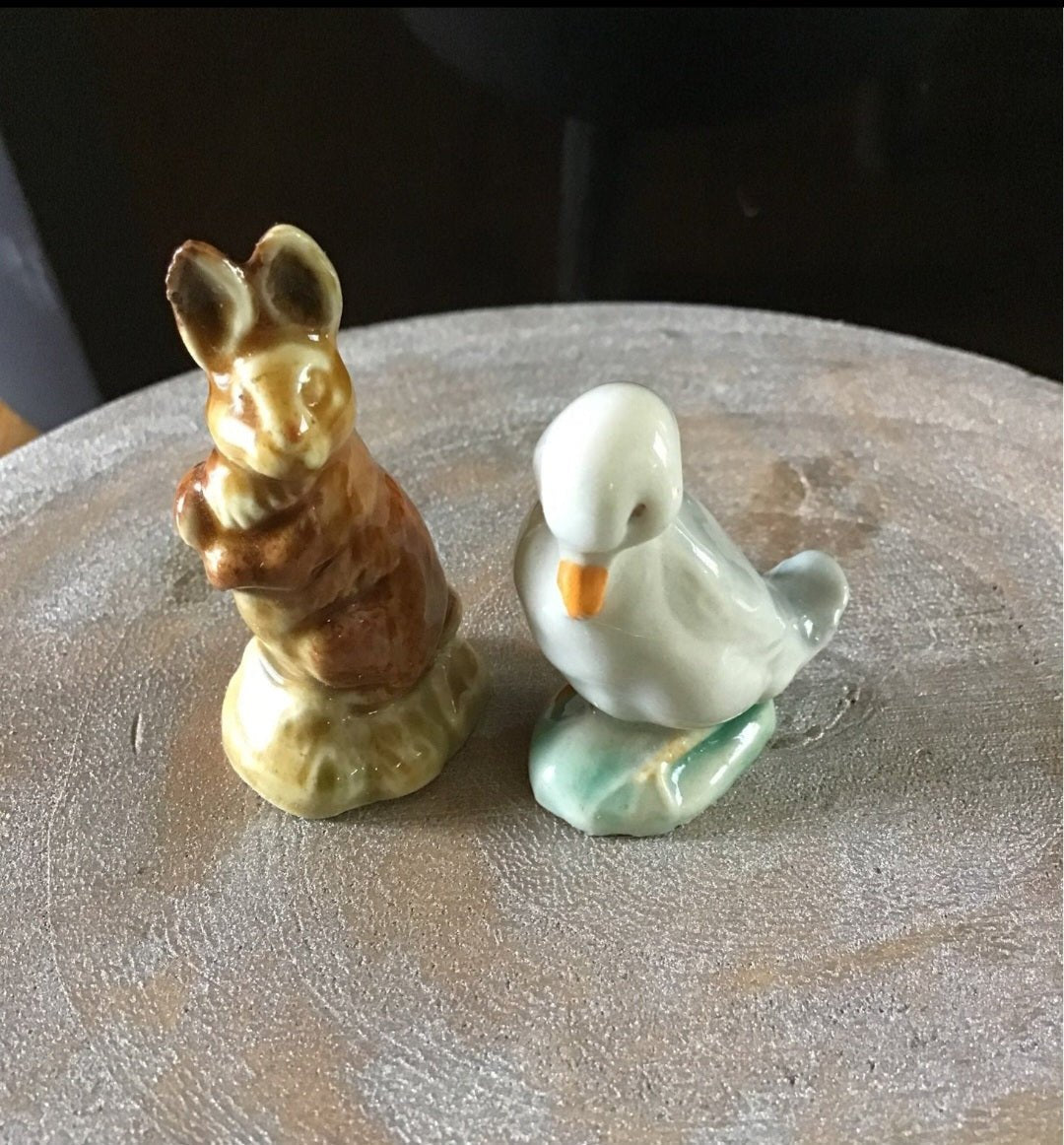Vintage porcelain minature statues rabbit duck - I Bought a Yard Sale