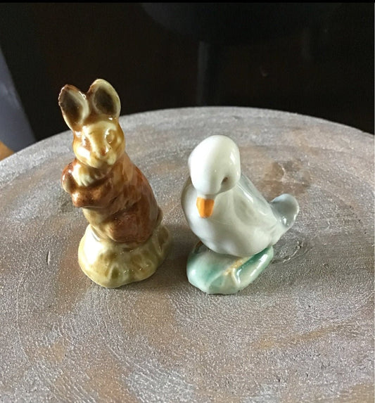 Vintage porcelain minature statues rabbit duck - I Bought a Yard Sale