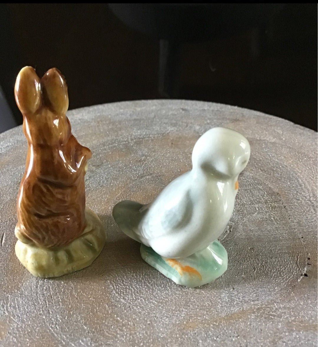 Vintage porcelain minature statues rabbit duck - I Bought a Yard Sale