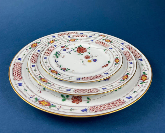 Vintage Porcelain Plates Trio, Dinner Set by Noritake Ireland. Asian Inspired Three Plates: Dinner, Salad, and Dessert. - I Bought a Yard Sale