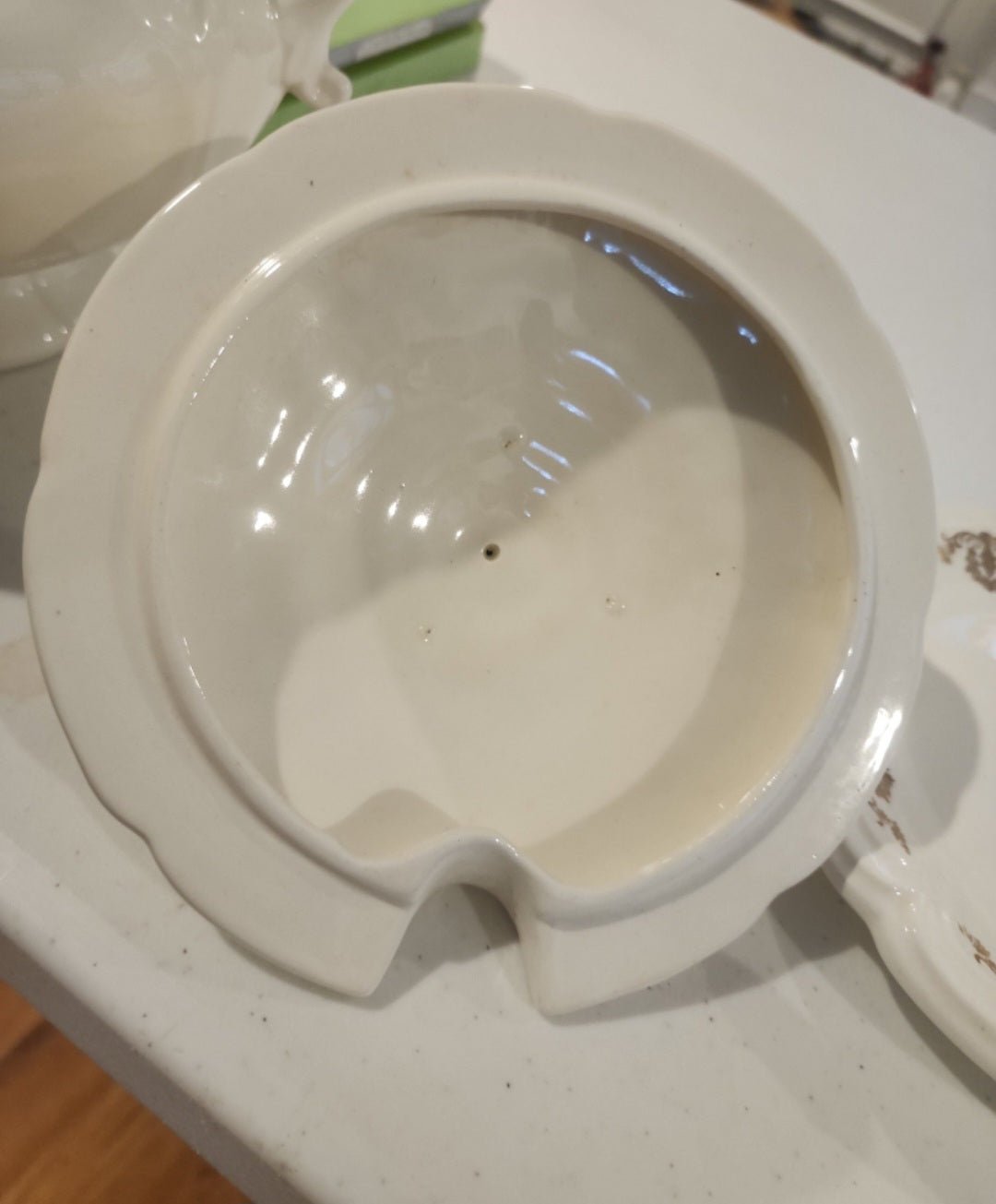 Vintage Porcelain Soup Tureen and plate Gold Floral Design - I Bought a Yard Sale