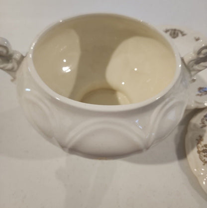 Vintage Porcelain Soup Tureen and plate Gold Floral Design - I Bought a Yard Sale