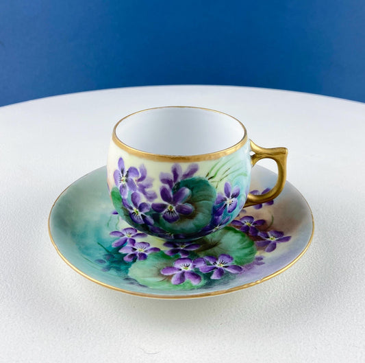 Vintage Porcelain Tea Cup & Saucer. Hand - Painted Violets. Modern Farmhouse. Tea Garden Party Hosting Essentials. - I Bought a Yard Sale