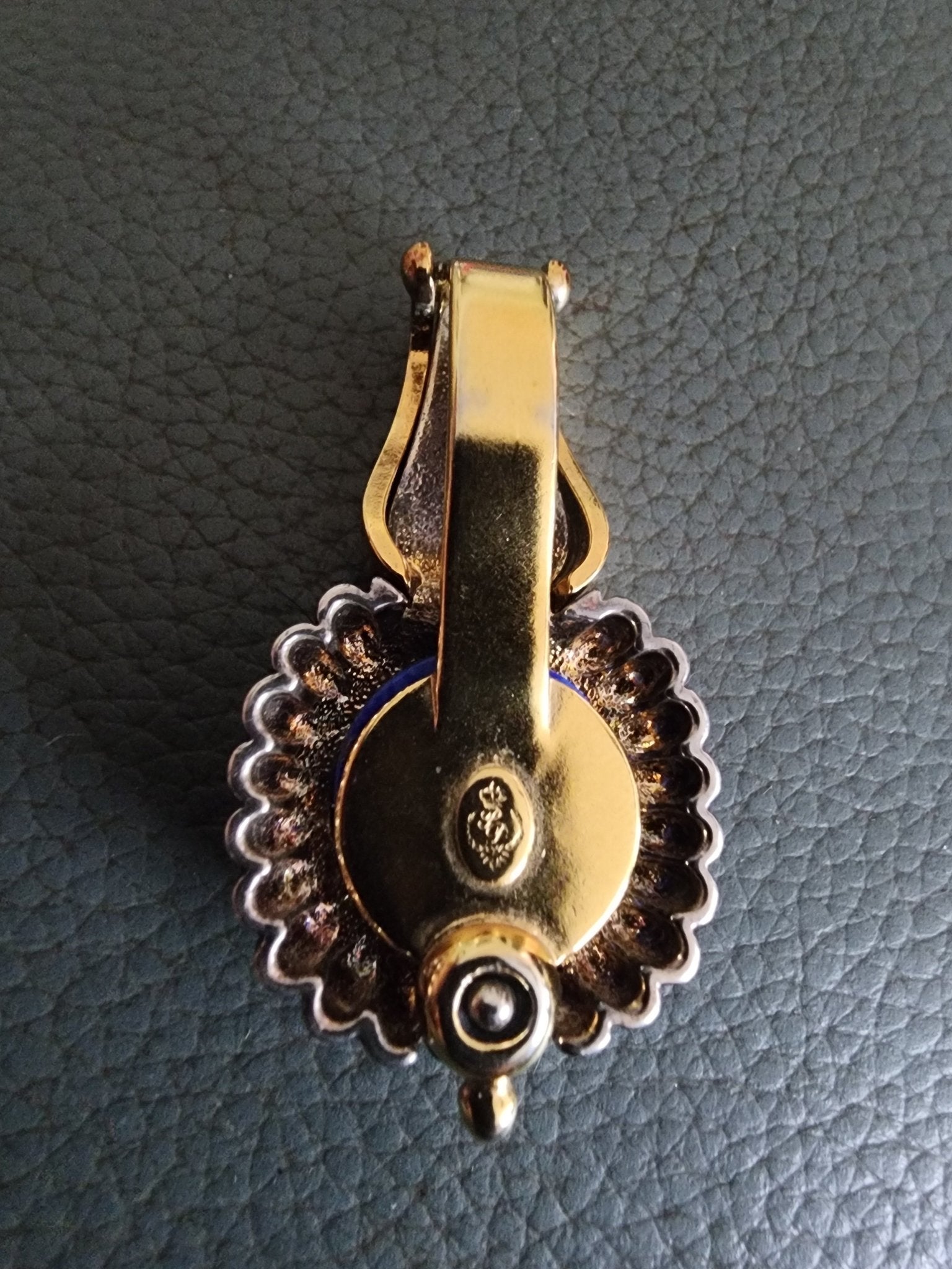 Vintage Premier Designs Gold - Tone Pendant with Vibrant Blue Stone & Clear Accent - I Bought a Yard Sale