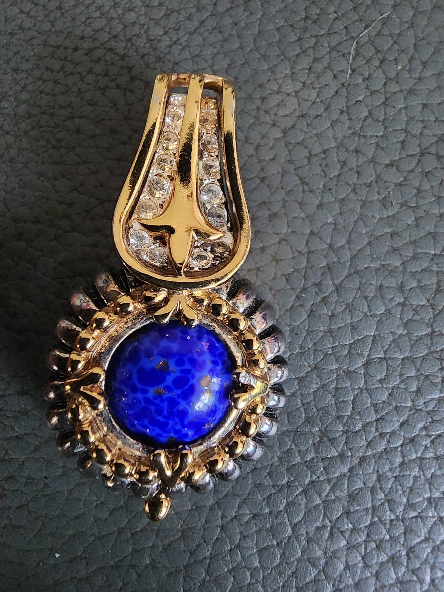 Vintage Premier Designs Gold - Tone Pendant with Vibrant Blue Stone & Clear Accent - I Bought a Yard Sale