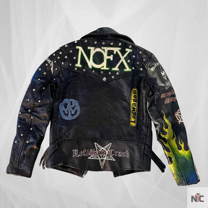 Vintage Punk Rock Hand - Painted Leather Jacket - I Bought a Yard Sale