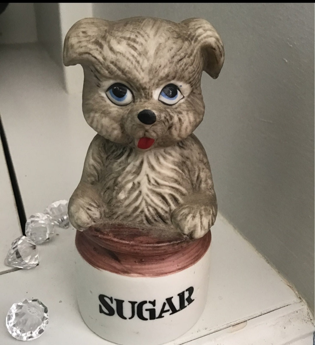 Vintage Retro Whimsy Ceramic Dog in a sugar bowl bell - I Bought a Yard Sale