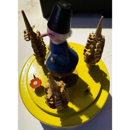 Vintage Reuge Swiss Movement Music Box 🎵 Dancing Folk Figure Lara's Theme German Erzgebirge