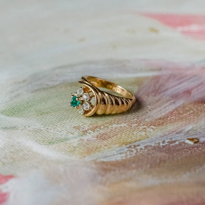 Vintage Ring 1980's Ring Sapphire and Clear Swarovski Crystal 18k Gold Antique Womans Jewelry R2704 by PVD Vintage Jewelry - I Bought a Yard Sale