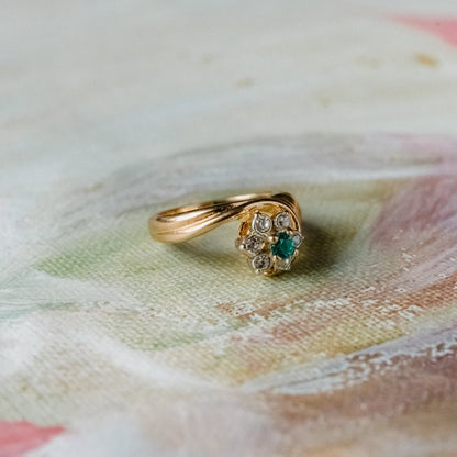 Vintage Ring 1980's Ring Sapphire and Clear Swarovski Crystal 18k Gold Antique Womans Jewelry R2704 by PVD Vintage Jewelry - I Bought a Yard Sale