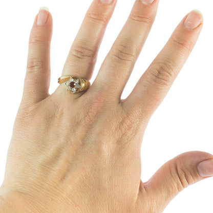 Vintage Ring 1980's Ring Sapphire and Clear Swarovski Crystal 18k Gold Antique Womans Jewelry R2704 by PVD Vintage Jewelry - I Bought a Yard Sale