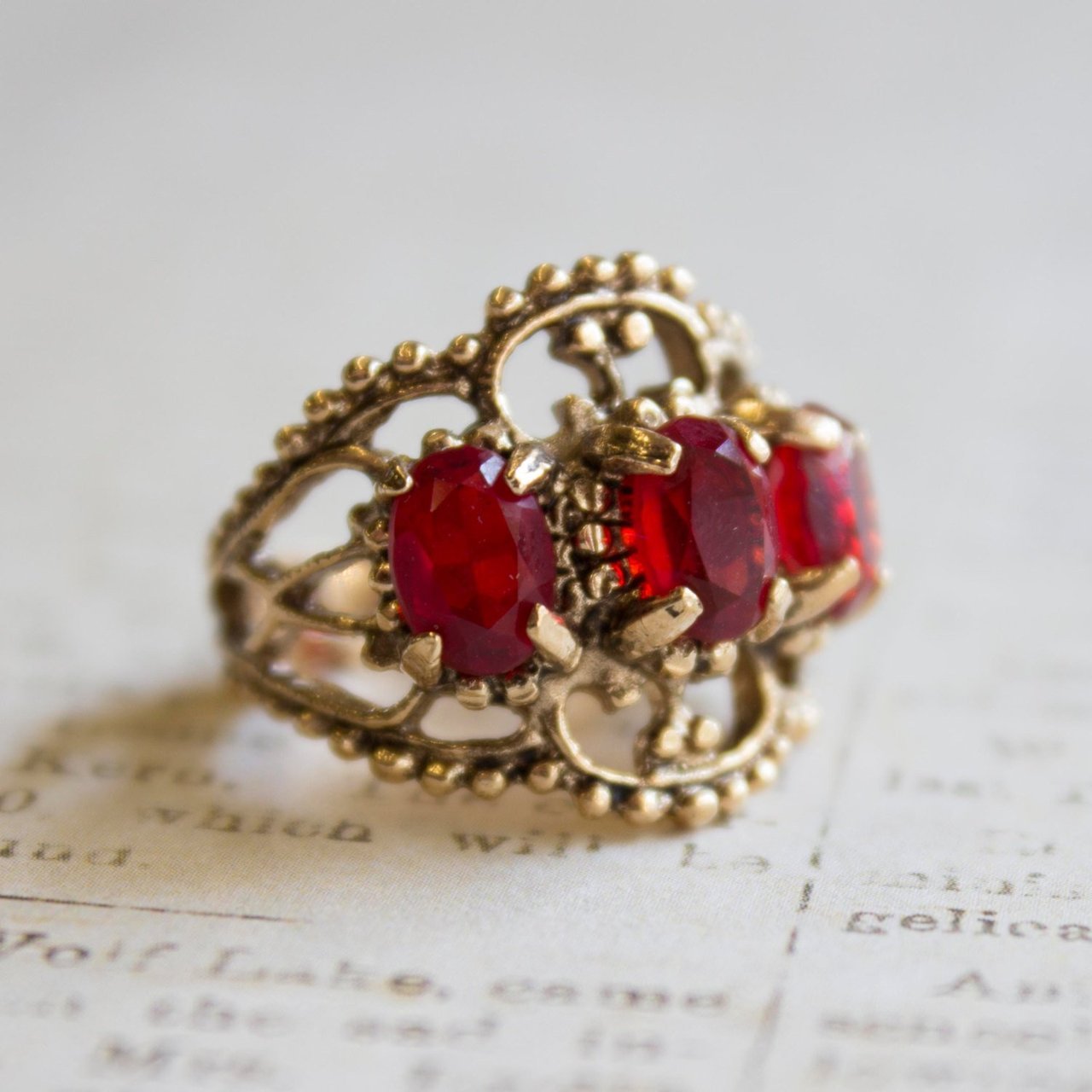 Vintage Ring Austrian Crystal Cocktail Ring Antique 18k Gold Womans Jewelry by PVD Vintage Jewelry - I Bought a Yard Sale