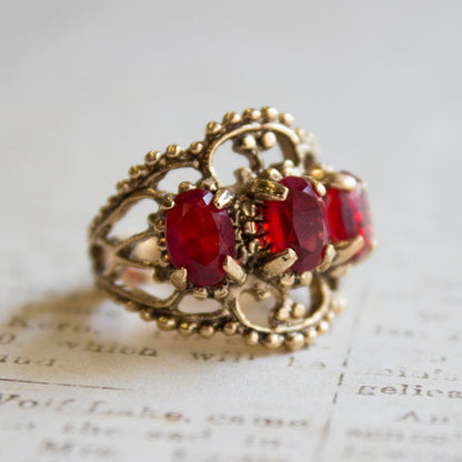 Vintage Ring Austrian Crystal Cocktail Ring Antique 18k Gold Womans Jewelry by PVD Vintage Jewelry - I Bought a Yard Sale