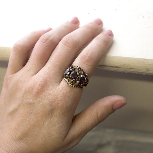 Vintage Ring Austrian Crystal Cocktail Ring Antique 18k Gold Womans Jewelry by PVD Vintage Jewelry - I Bought a Yard Sale