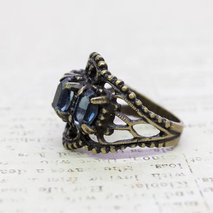 Vintage Ring Austrian Crystal Cocktail Ring Antique 18k Gold Womans Jewelry by PVD Vintage Jewelry - I Bought a Yard Sale