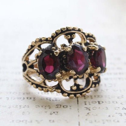 Vintage Ring Austrian Crystal Cocktail Ring Antique 18k Gold Womans Jewelry by PVD Vintage Jewelry - I Bought a Yard Sale