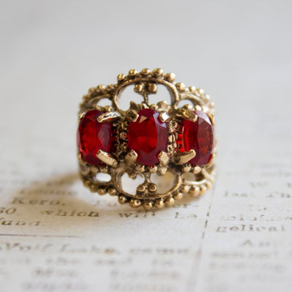 Vintage Ring Austrian Crystal Cocktail Ring Antique 18k Gold Womans Jewelry by PVD Vintage Jewelry - I Bought a Yard Sale