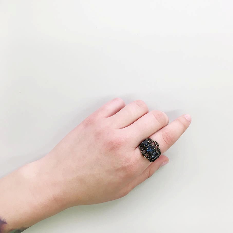 Vintage Ring Austrian Crystal Cocktail Ring Antique 18k Gold Womans Jewelry by PVD Vintage Jewelry - I Bought a Yard Sale