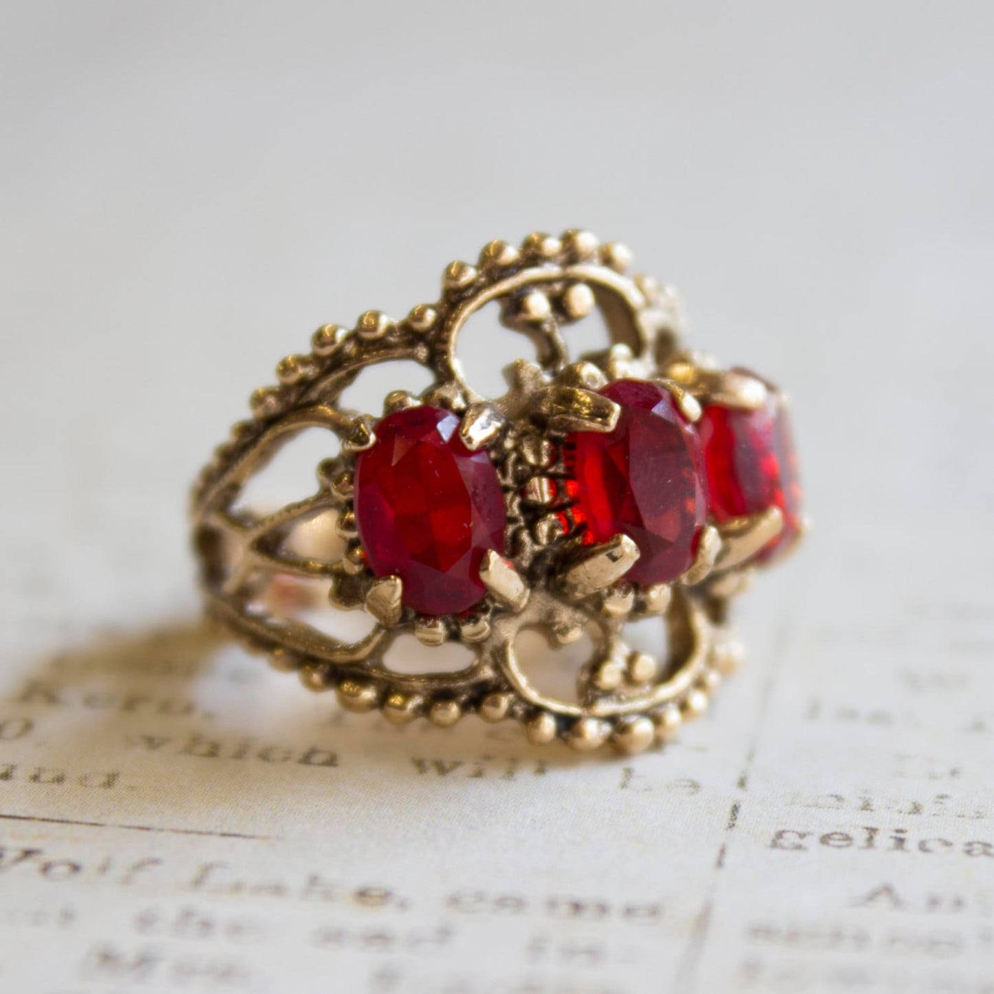 Vintage Ring Austrian Crystal Cocktail Ring Antique 18k Gold Womans Jewelry by PVD Vintage Jewelry - I Bought a Yard Sale