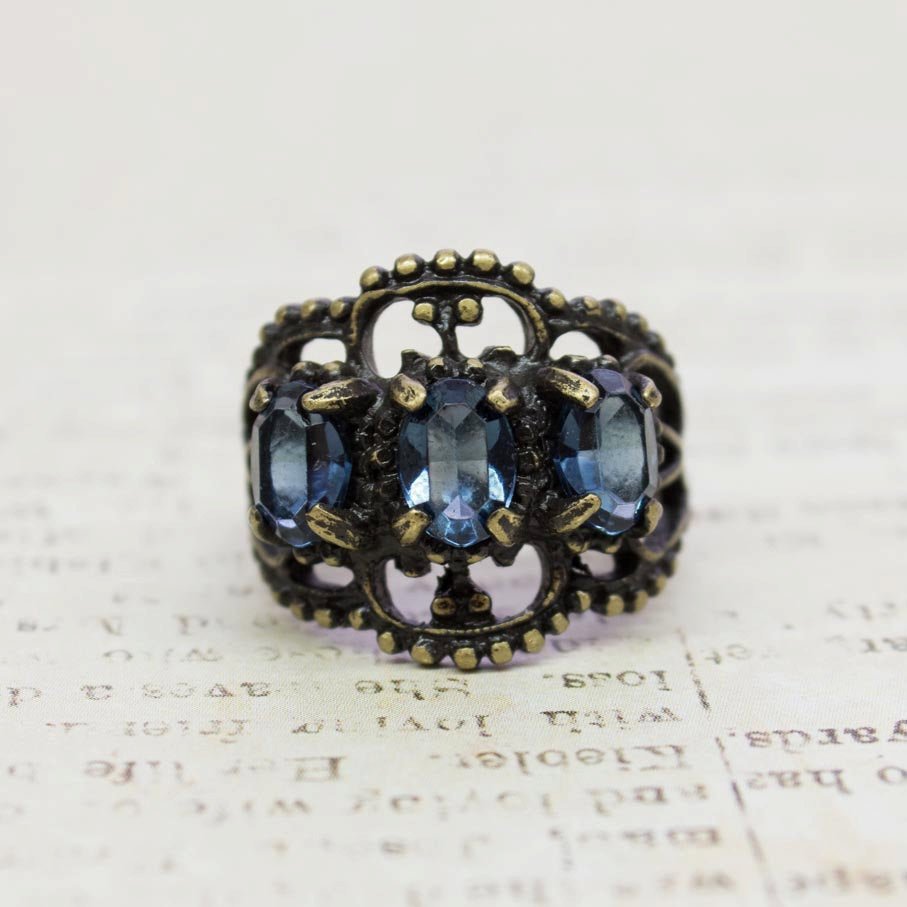 Vintage Ring Austrian Crystal Cocktail Ring Antique 18k Gold Womans Jewelry by PVD Vintage Jewelry - I Bought a Yard Sale