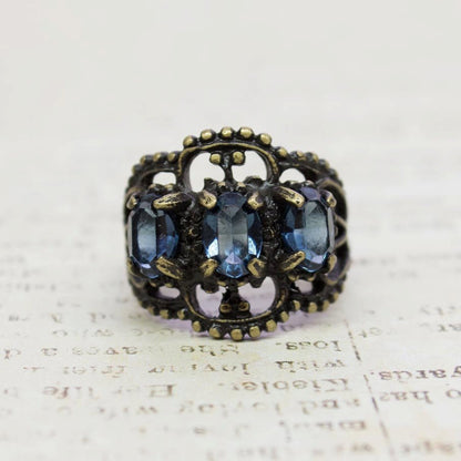 Vintage Ring Austrian Crystal Cocktail Ring Antique 18k Gold Womans Jewelry by PVD Vintage Jewelry - I Bought a Yard Sale