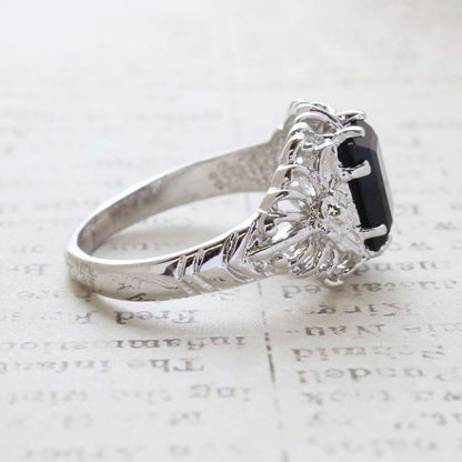 Vintage Ring Emerald Cut Emerald Austrian Crystal 18kt Antiqued Yellow Gold Plated Filligree Ring by PVD Vintage Jewelry - I Bought a Yard Sale