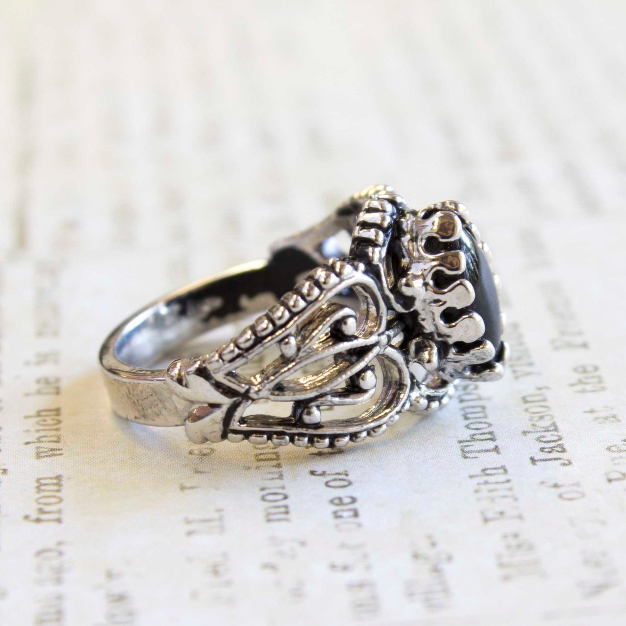 Vintage Ring Genuine Opal Cocktail Ring Antiqued 18kt Yellow Gold Electroplated Made in the USA by PVD Vintage Jewelry - I Bought a Yard Sale