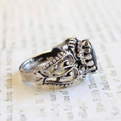 Vintage Ring Genuine Opal Cocktail Ring Antiqued 18kt Yellow Gold Electroplated Made in the USA by PVD Vintage Jewelry - I Bought a Yard Sale