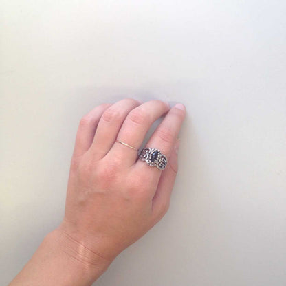 Vintage Ring Genuine Opal Cocktail Ring Antiqued 18kt Yellow Gold Electroplated Made in the USA by PVD Vintage Jewelry - I Bought a Yard Sale