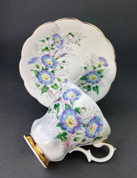 Vintage Royal Albert Tea Cup and Saucer: Bone China Morning Glory, Made in England - I Bought a Yard Sale